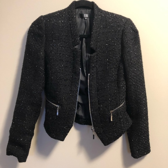 Black Shiny Tweed Blazer - Picture 2 of 4